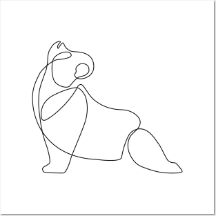 One Line Panda Upward Facing Dog Posters and Art